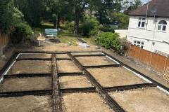 Reinforced concrete ground beams construction on piled foundations Finchley